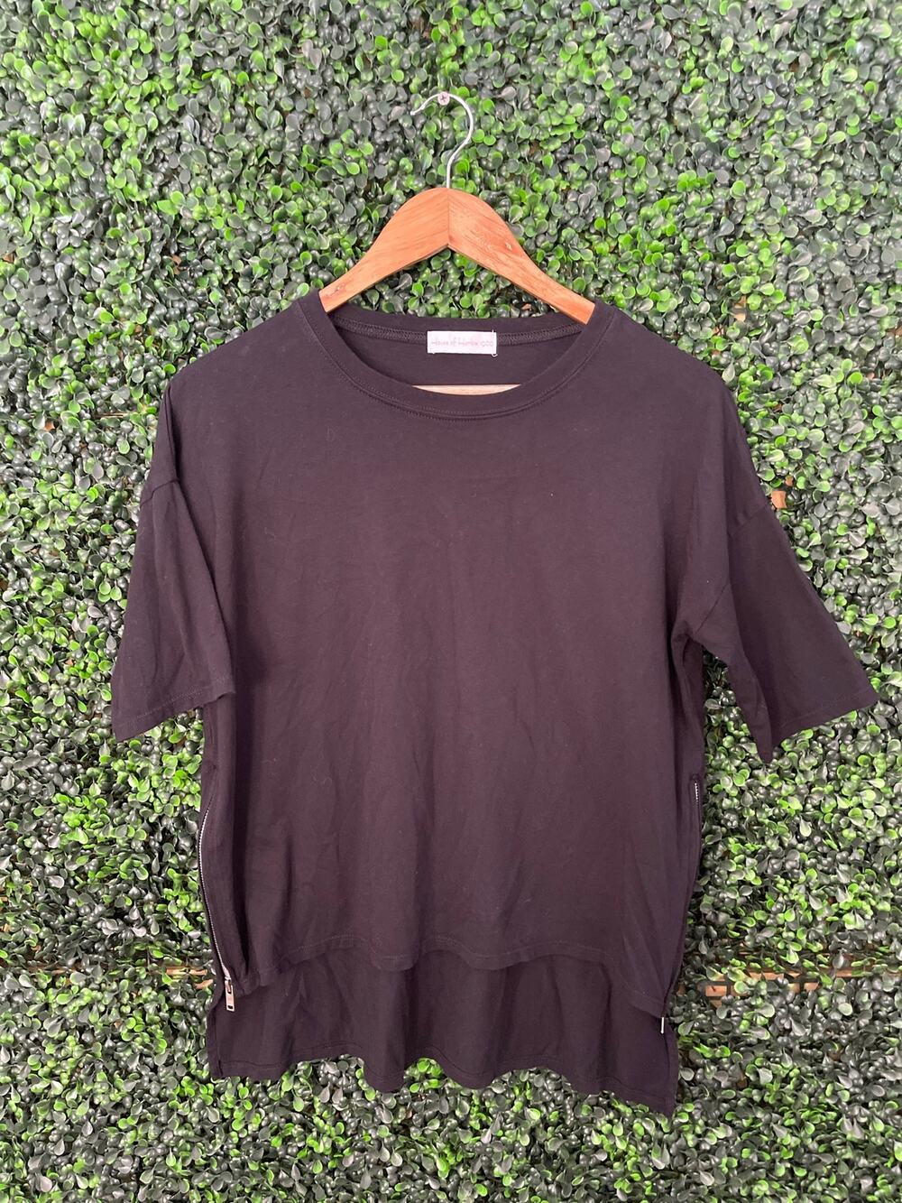House of Harlow 1960, Black Blouse, Side Zippers, Women’s Size S
